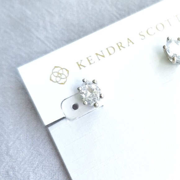 Kendra Scott Silver Cailin White Crystal Stud Earrings - Picture 2 of 4